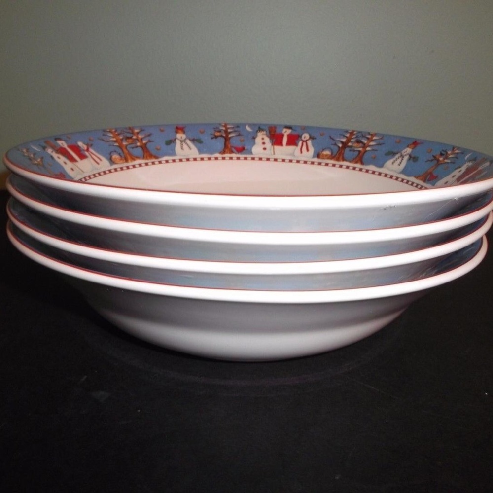 HP💝NIB Debbie Mumm Snowman Soup/ Cereal Bowls - Picture 2 of 4